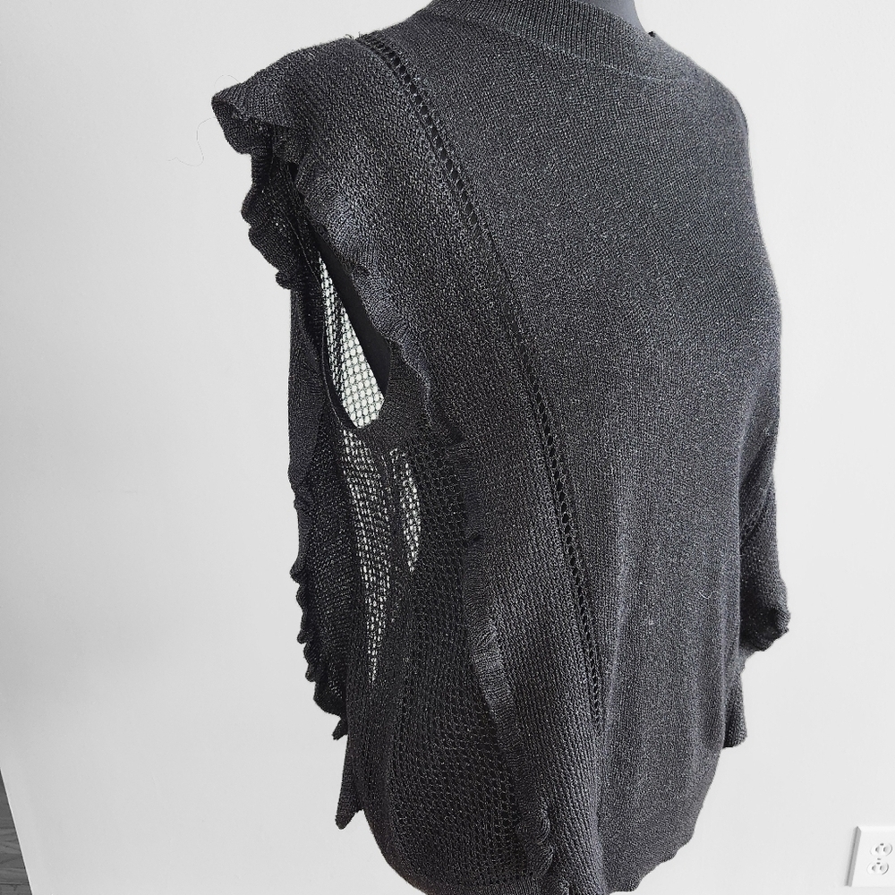 Black Mesh Knit Top